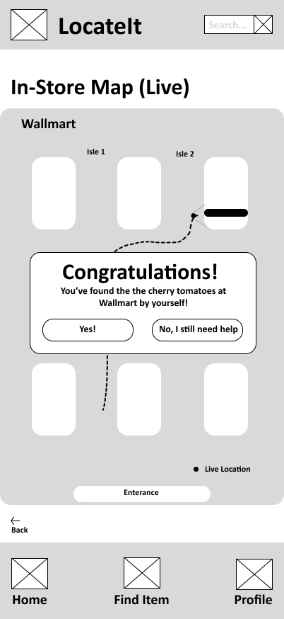 Digitized wireframe for in store map